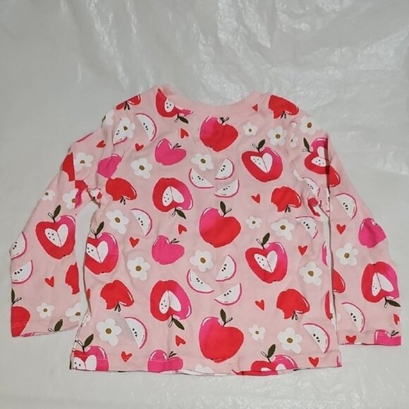 Old Navy Pink Apple Print Long-Sleeve T-Shirt for Girls 3T New - Picture 1 of 9